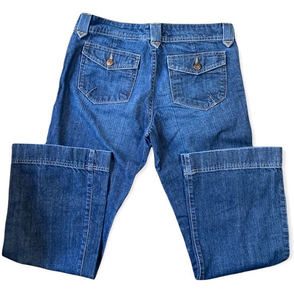 Eddie Bauer Womens Boot Cut Jeans Blue Pockets Dark Wash Mid Rise Denim 6 R - Picture 2 of 11